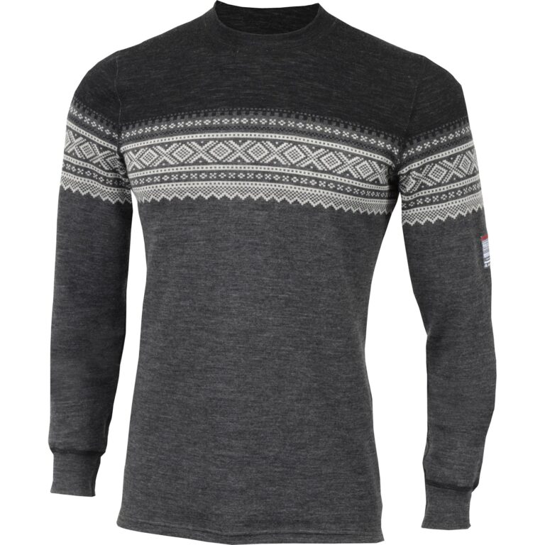 Aclima DesignWool Marius Crew Neck Herre L Grå/Sort Trøjer & sweaters