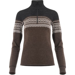 Aclima DesignWool Marius Mock Neck with Zip Dame M Brun Trøjer & sweaters