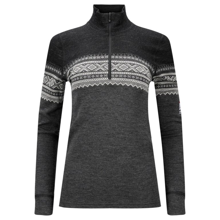 Aclima DesignWool Marius Mock Neck with Zip Dame S Grå/Sort Trøjer & sweaters