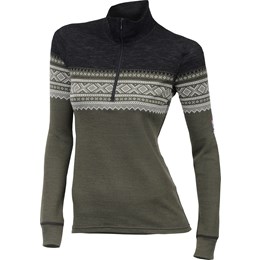 Aclima DesignWool Marius Mock Neck with Zip Dame XL Grøn/Grå/Sort Trøjer & sweaters