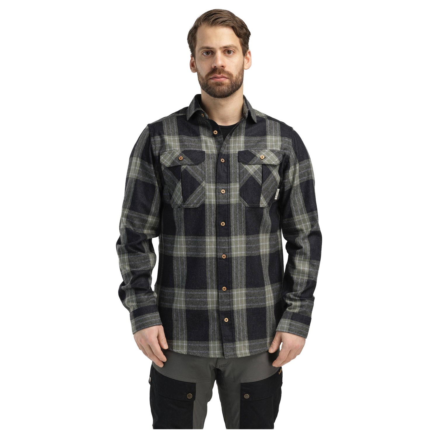 Aclima LeisureWool ReBorn Wool Shirt Herre M Grå/Sort Skjorter