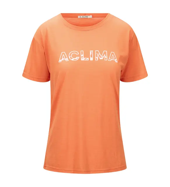 Aclima LightWool Logo T-Shirt Dame Orange Tiger L