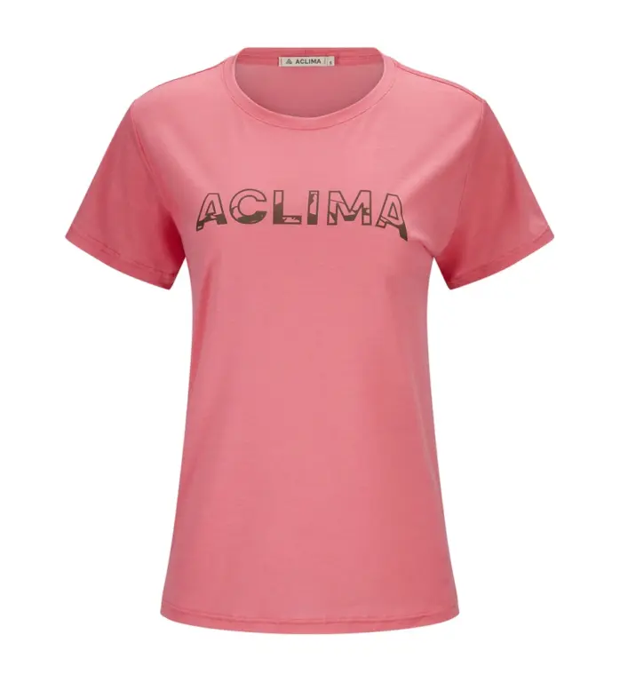 Aclima LightWool Logo T-Shirt Dame Sun Kissed Coral XXL