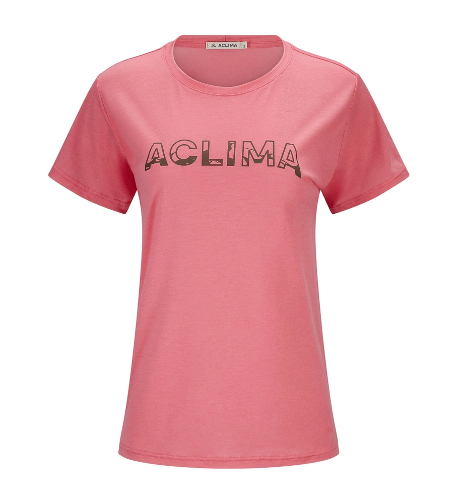 Aclima LightWool Logo T-Shirt Dame Sun Kissed Coral XXL