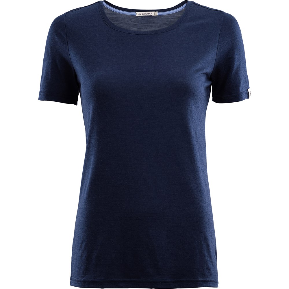 Aclima LightWool Round Neck Dame T-Shirt Navy Blaze L
