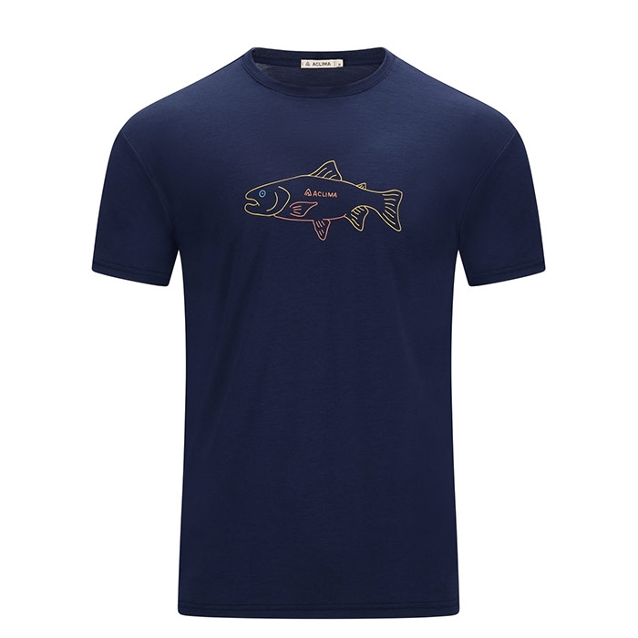 Aclima Lightwool Classic Tee Salmon-navy blazer-M - T-Shirt, Polo-shirt