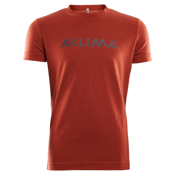 Aclima Lightwool T-Shirt Logo Junior - Red Ochre - 130