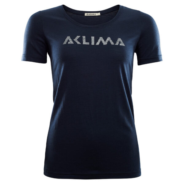 Aclima Navy Blaze Logo Dame Lightwool T-Shirt S - Aclima - Outdoor i Centrum