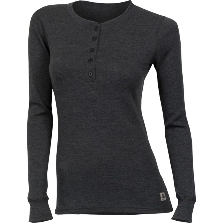 Aclima WarmWool Granddad Shirt Dame L Grå/Sort Trøjer & sweaters