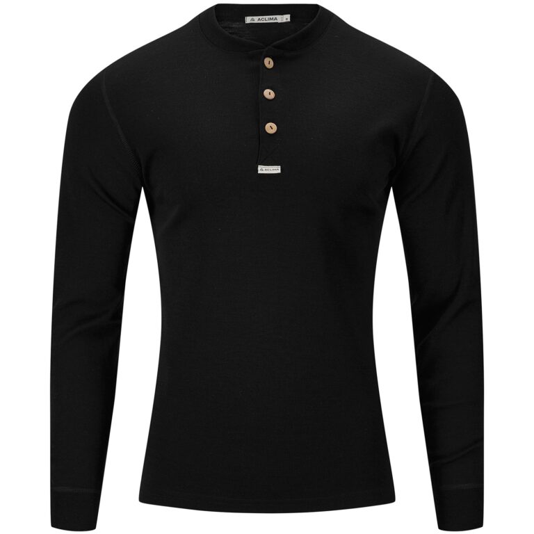 Aclima WarmWool Granddad Shirt Herre L Sort Trøjer & sweaters