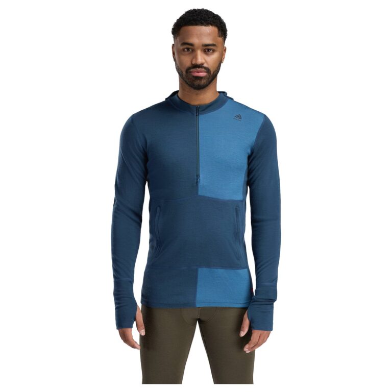 Aclima WarmWool Hood Sweater with Zip Herre M Blå Trøjer & sweaters