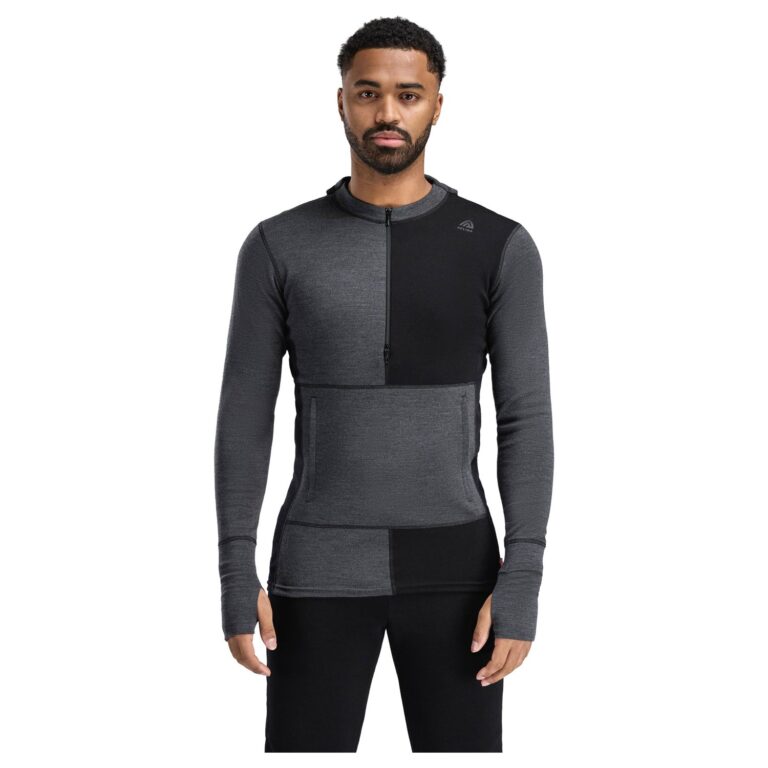 Aclima WarmWool Hood Sweater with Zip Herre M Sort Trøjer & sweaters