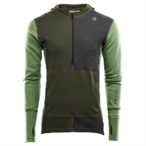 Aclima WarmWool Hoodsweater w/zip Mens, Jet Black / Green
