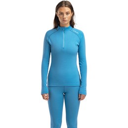 Aclima WarmWool Mock Neck with Zip Dame L Blå Undertrøjer