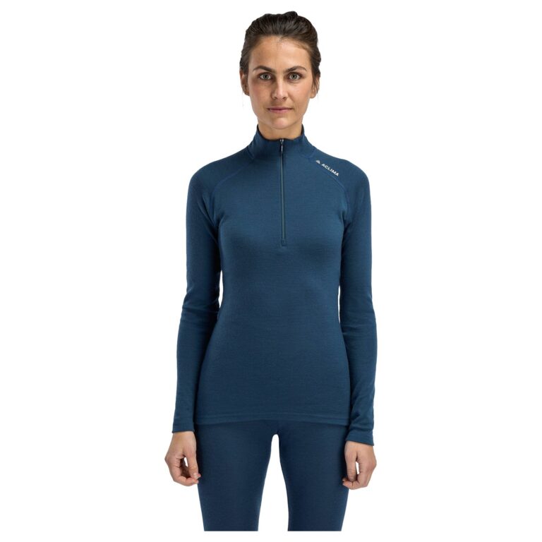 Aclima WarmWool Mock Neck with Zip Dame S Blå Undertrøjer