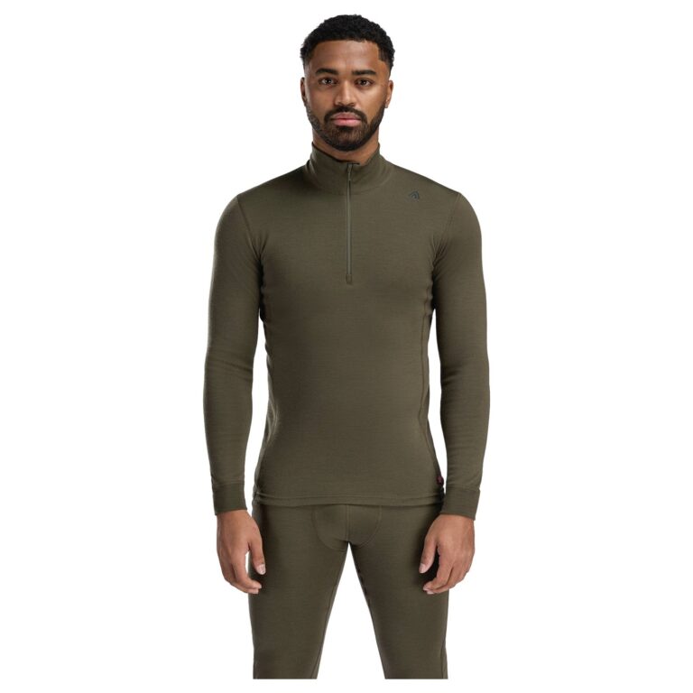 Aclima WarmWool Mock Neck with Zip Herre S Grøn/Brun Undertrøjer