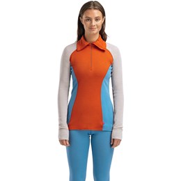 Aclima WarmWool Polo Dame S Orange/Blå Undertrøjer