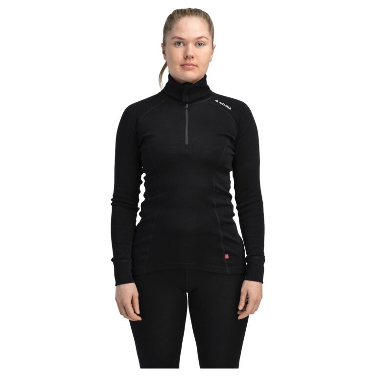 Aclima WarmWool Polo Dame S Sort Undertrøjer