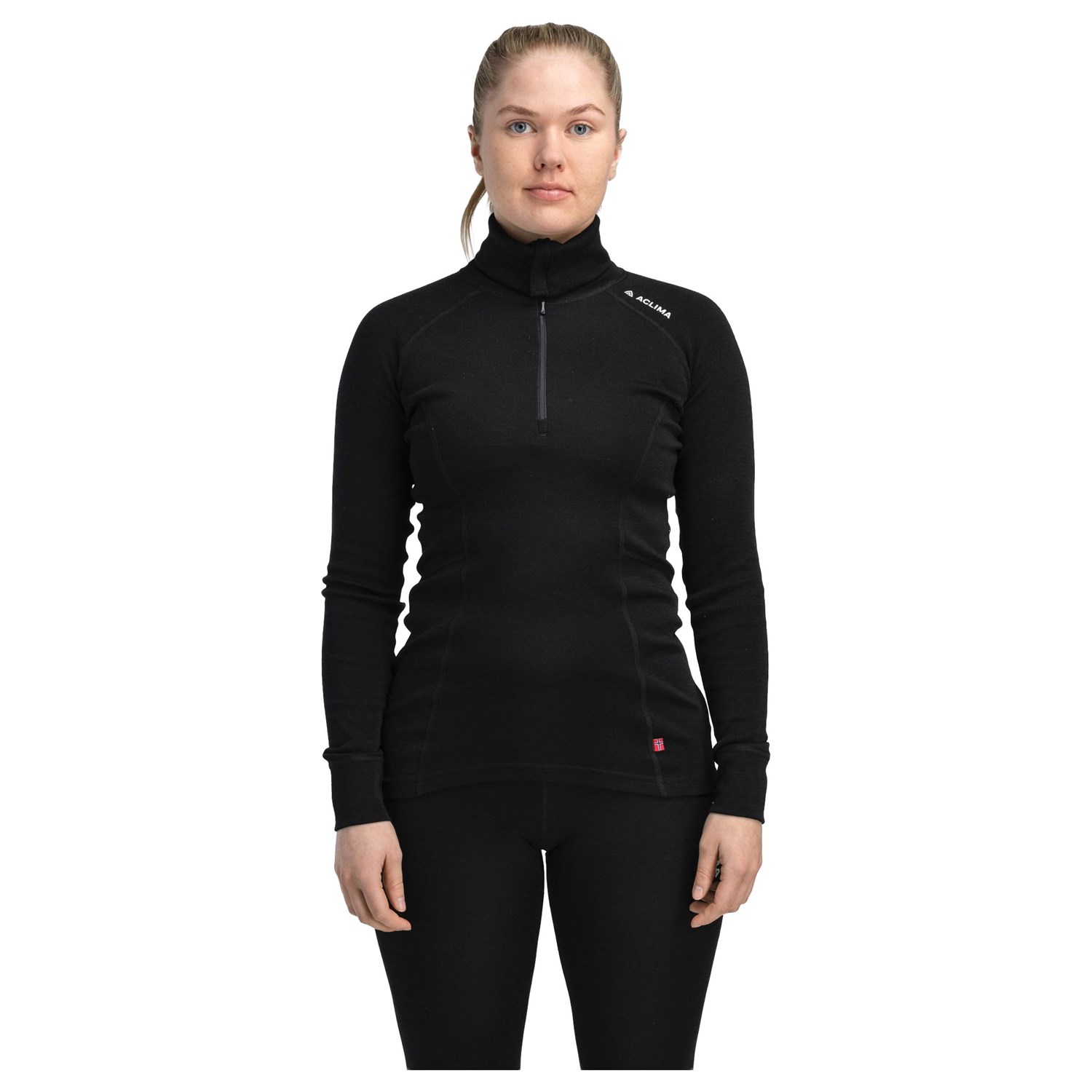 Aclima WarmWool Polo Dame S Sort Undertrøjer