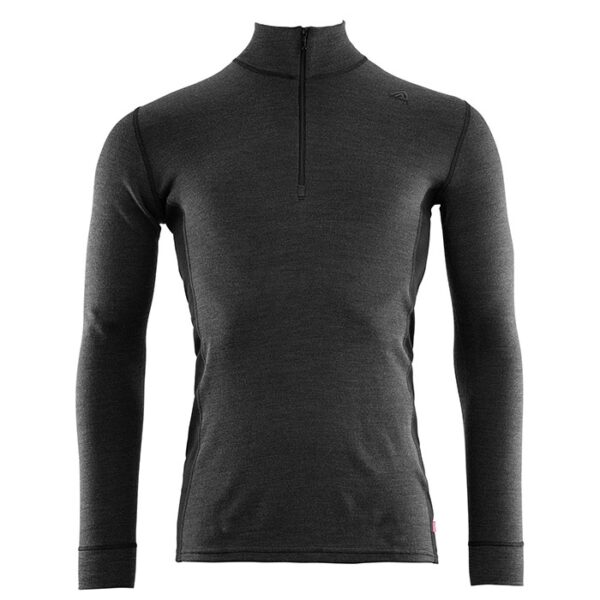 Aclima Warmwool Mock Neck w/zip Man-marengo/Sort-2XL - Undertøj