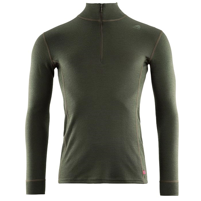 Aclima Warmwool Mock Neck w/zip Man-olive night-2XL