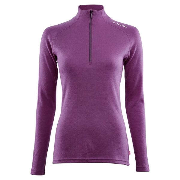 Aclima Warmwool Mock Neck w/zip Woman, purple-XL - Undertøj