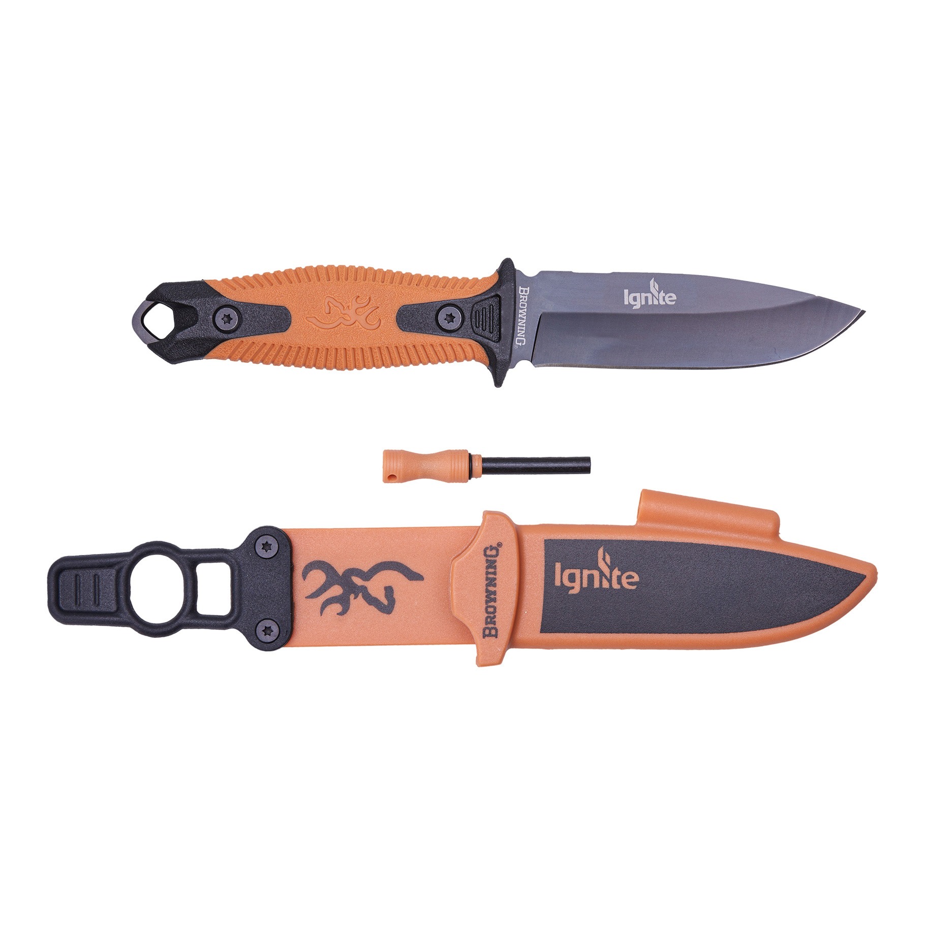 Browning Ignite Fixed 10 cm sort/orange overlevelseskniv med tændstål