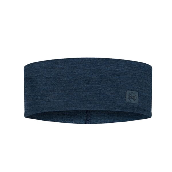 Buff Wide Headband 100% merinould-solid night blue - Pandebånd