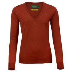 Camilla V-neck Merino Sweater - Burnt Orange