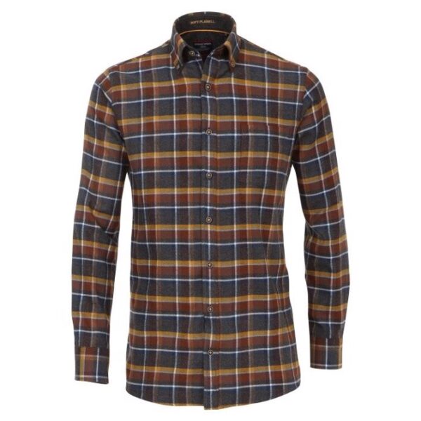Casa Moda Garda softflannel, brown check-XL - Skjorter