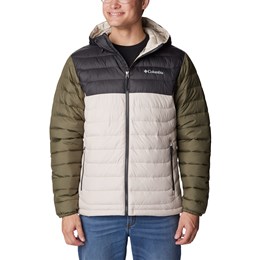 Columbia Powder Lite Hooded Jacket Herre S Grøn/Hvid Fiberjakker