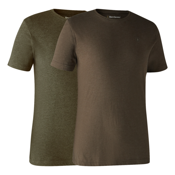Deerhunter Basis 2-pak T-shirt Adventure Green mel/Brown Leaf mel. XL