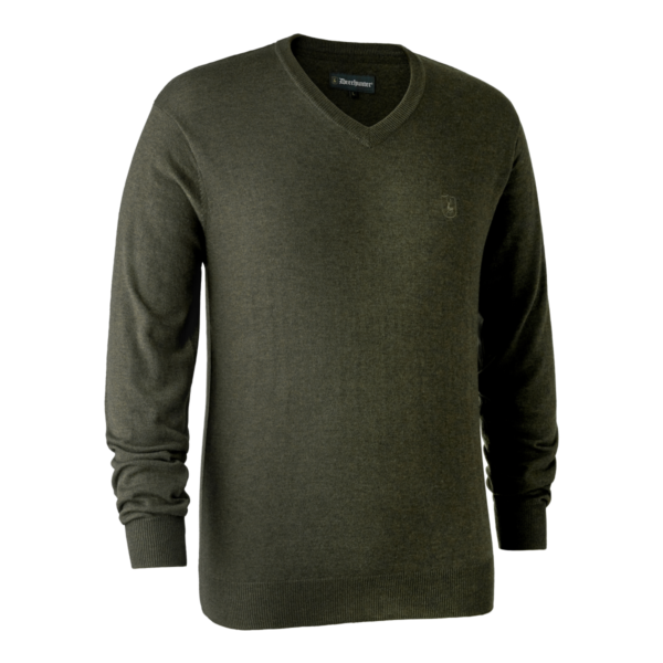 Deerhunter Kingston Striktrøje med V-hals Green Melange XL