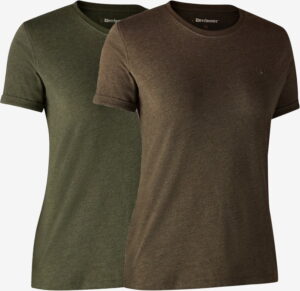 Deerhunter - Ladies Basic 2-pak t-shirt (Grøn/Brun) - 36