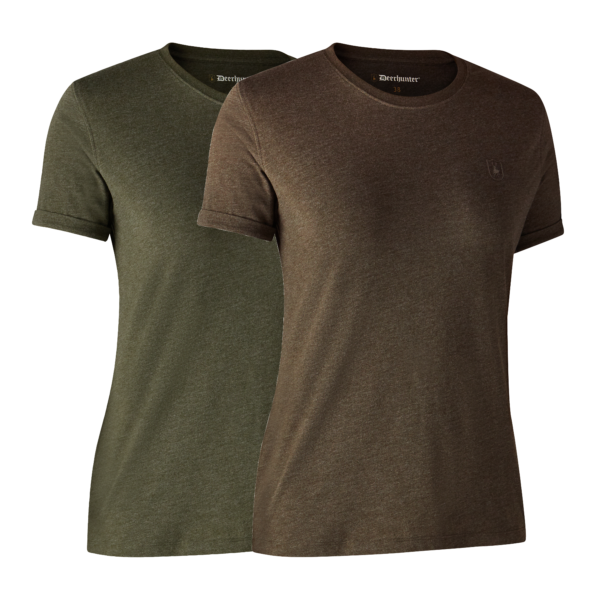 Deerhunter Ladies Basis 2-pak T-shirt Adventure Green mel/Brown Leaf mel. 38