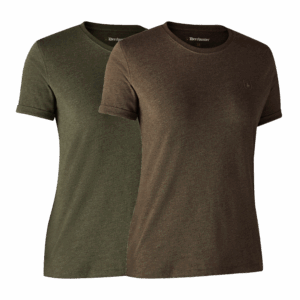 Deerhunter Ladies Basis 2-pak T-shirt Adventure Green mel/Brown Leaf mel. 48
