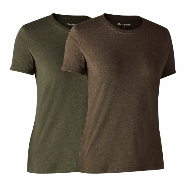 Deerhunter Ladies Basis 2-pak T-shirt Adventure Green mel/Brown Leaf mel. 48
