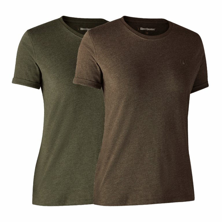 Deerhunter Ladies Basis 2-pak T-shirt Adventure Green mel/Brown Leaf mel. 48