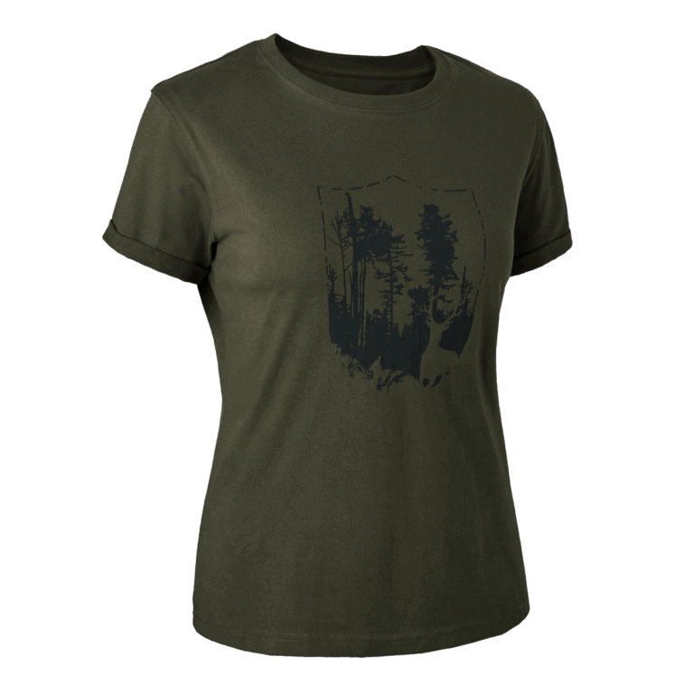 Deerhunter Lady T-shirt med Deerhunter skjold Bark Green 40