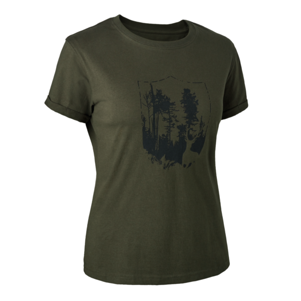 Deerhunter Lady T-shirt med Deerhunter skjold Bark Green 40