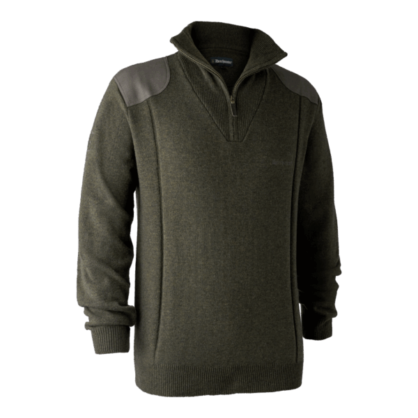 Deerhunter Sheffield Strik med lynlås hals Green Melange XL