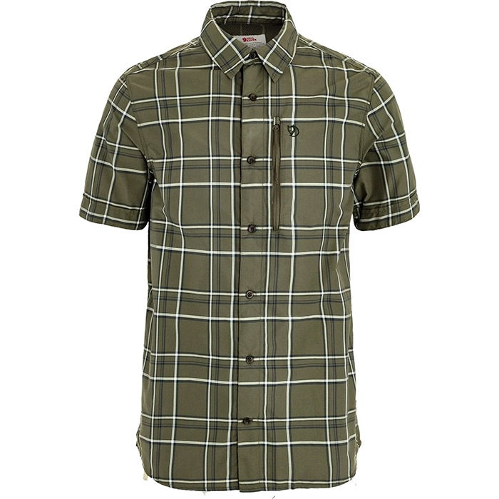 Fjällräven Abisko Hike Shirt SS Herre / Mænd-laurel green / chalk white-2XL - Skjorter