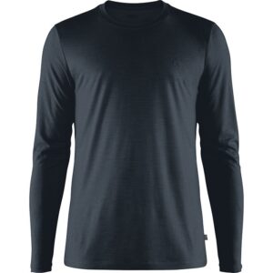 Fjällräven Abisko Wool LS Herre / Mænd-Mørkeblå-2XL - T-Shirt, Polo-shirt