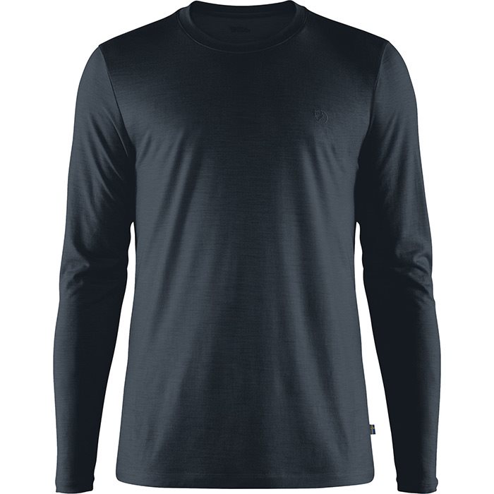 Fjällräven Abisko Wool LS Herre / Mænd-dark navy-2XL - T-Shirt, Polo-shirt