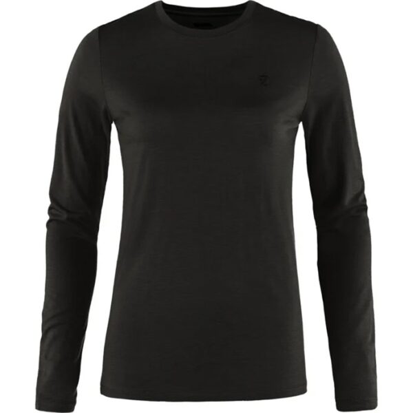 Fjällräven Abisko Wool LS Kvinder / Damer-Sort-L - T-Shirts