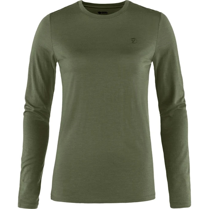 Fjällräven Abisko Wool LS Kvinder / Damer-laurel green-S - T-Shirts