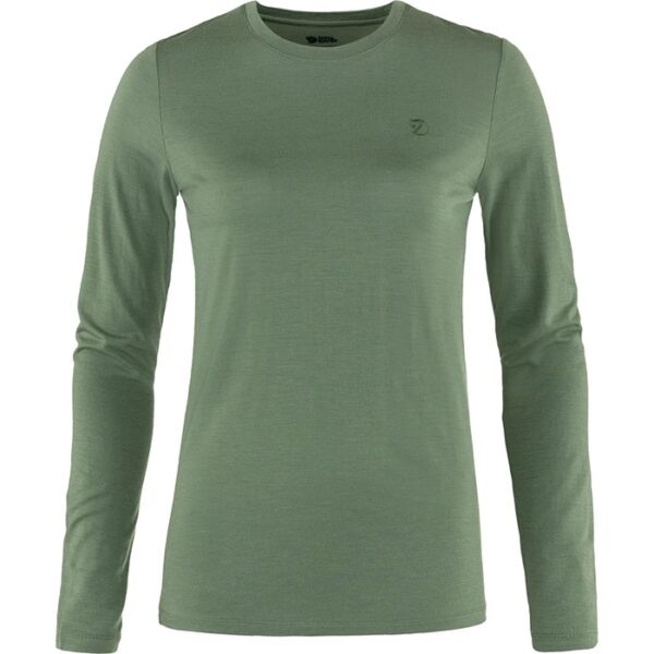 Fjällräven Abisko Wool LS Kvinder / Damer-patina Grøn-L - T-Shirts