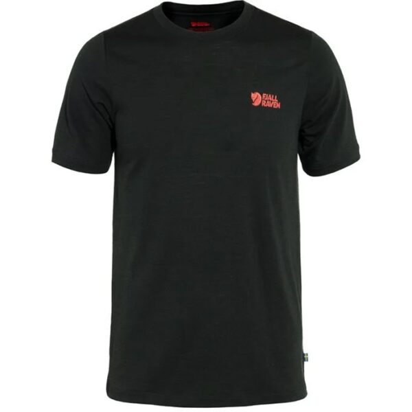 Fjällräven Abisko Wool Logo SS Herre / Mænd-Sort-XL - T-Shirt, Polo-shirt