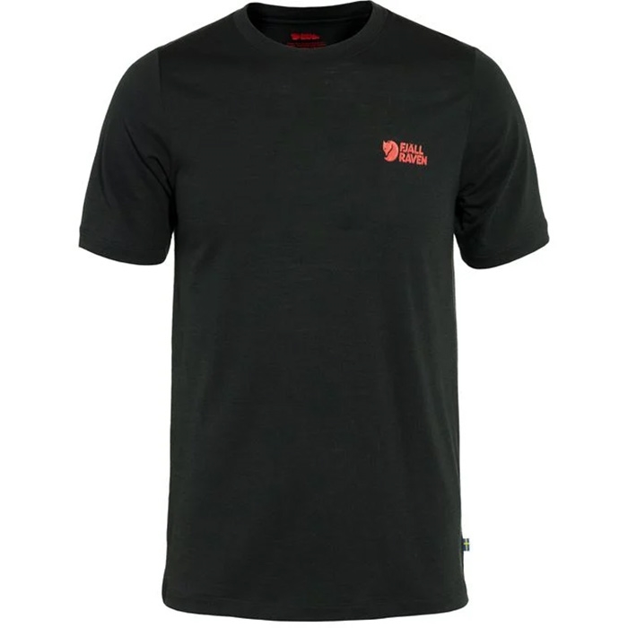 Fjällräven Abisko Wool Logo SS Herre / Mænd-black-XL - T-Shirt, Polo-shirt