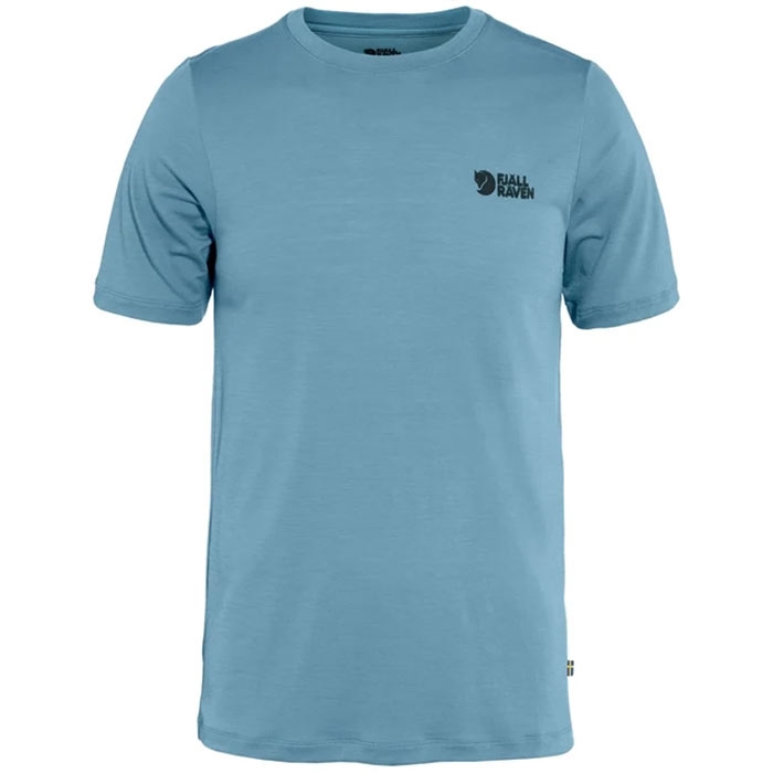 Fjällräven Abisko Wool Logo SS Herre / Mænd-dawn blue-M - T-Shirt, Polo-shirt